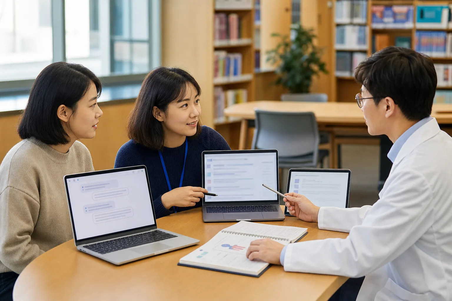AI 검색·일반 검색·전문가 Q&A의 역할을 같은 질문으로 비교하는 상담 장면