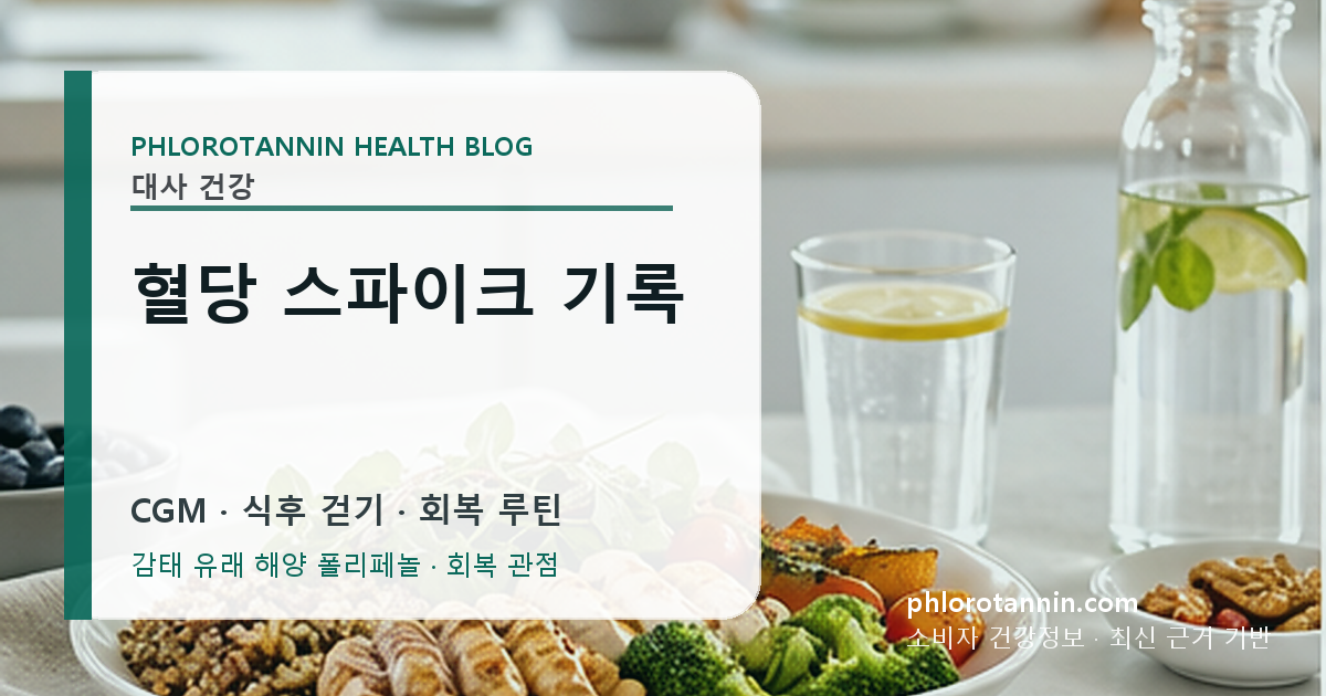 연속혈당측정기 그래프와 식사, 활동, 수면 기록을 함께 비교하는 안내 이미지