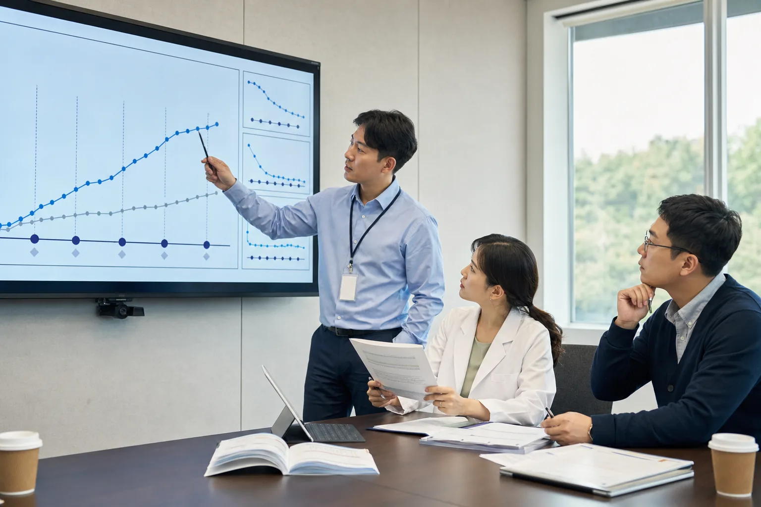 일차·이차 평가지표와 측정 시점을 분리해 검토하는 임상연구 회의
