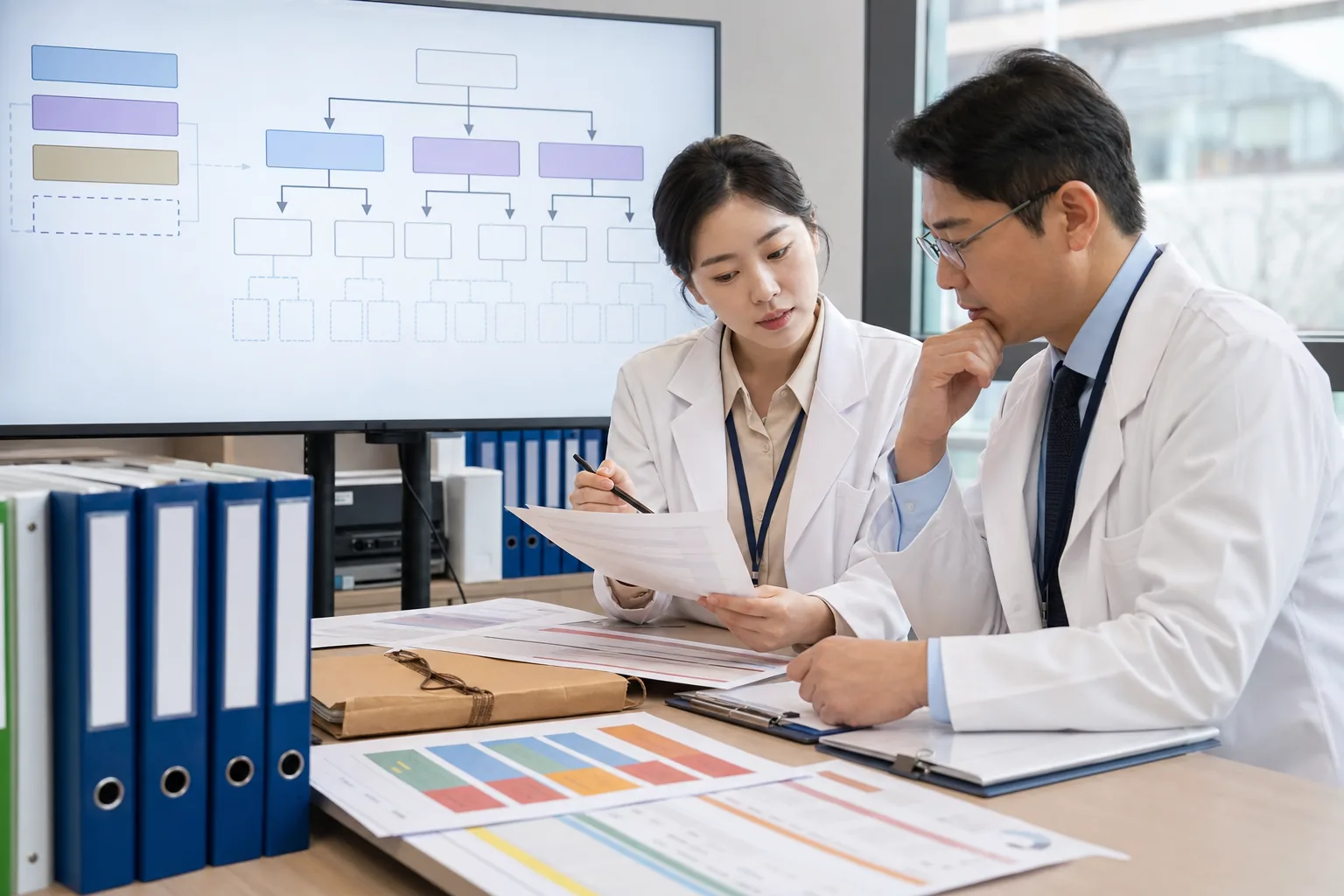 무작위배정 참가자 흐름·중도탈락·이상반응 표를 함께 확인하는 연구 코디네이터