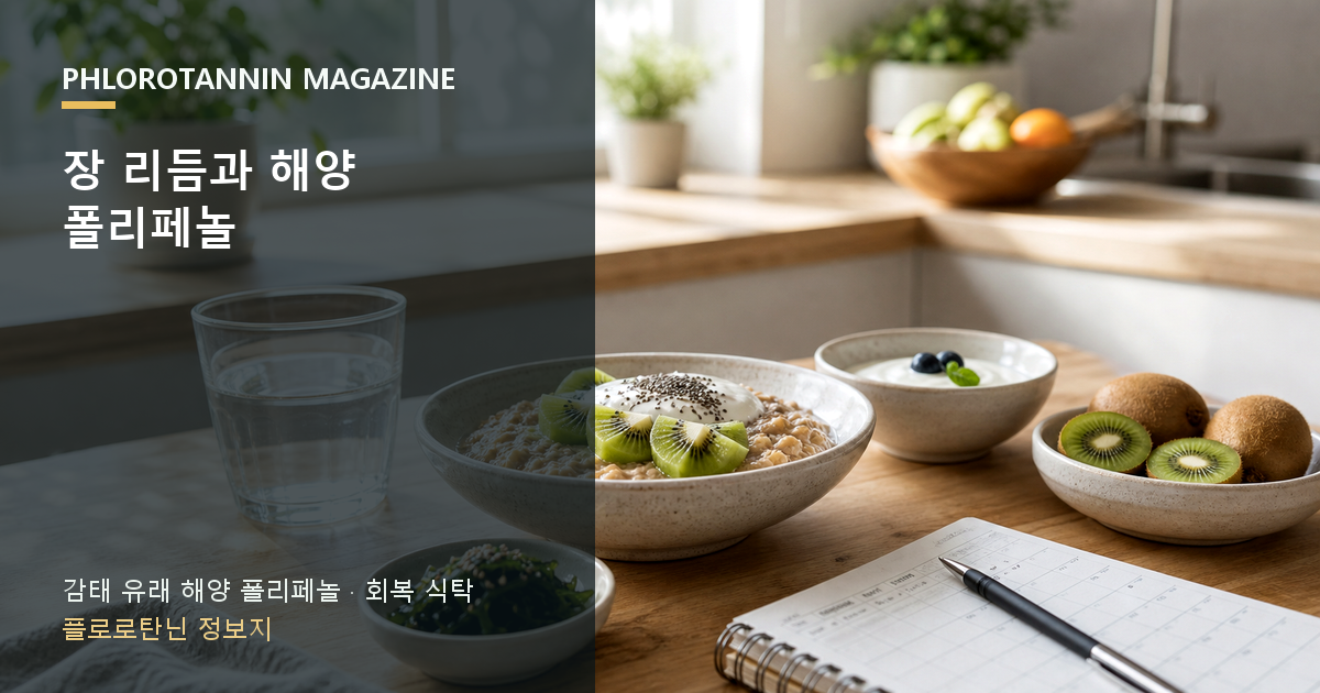 식이섬유 수분 발효식품과 감태 유래 해양 폴리페놀을 장 리듬 기록표로 구분한 사진